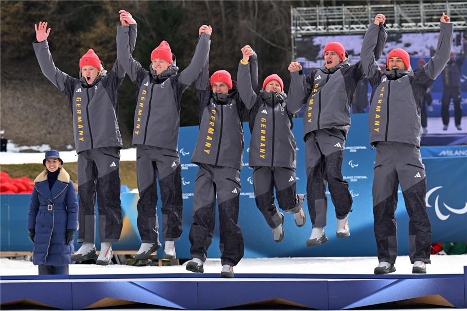 Deutschland jubelt über Silber in der Staffel. Martin Schutt/dpa