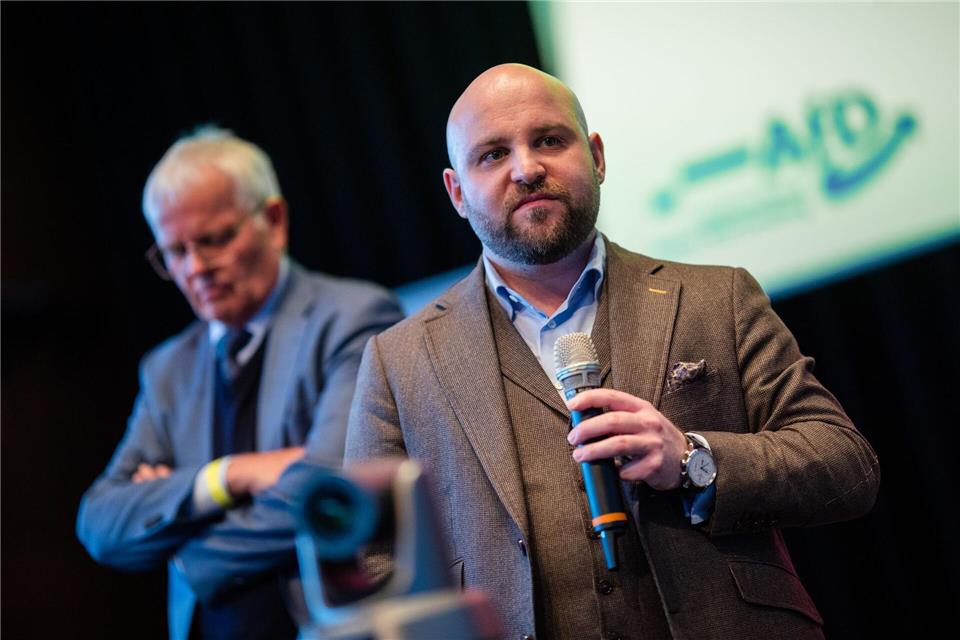 Die AfD-Landeschefs Emil Sänze und Markus Frohnmaier sehen die größten Schnittmengen mit der CDU. (Archivbild)Christoph Schmidt/dpa