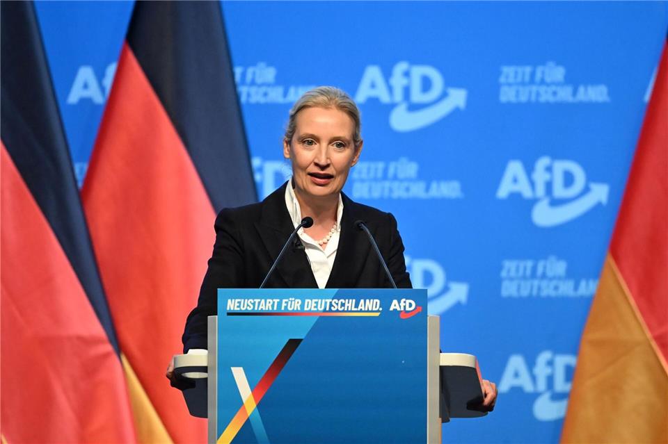 Die AfD-Vorsitzende Alice Weidel, bat die Antragsteller, auf den Antrag zur Änderung der Unvereinbarkeitsliste der Partei zurückzuziehen. Katharina Kausche/dpa