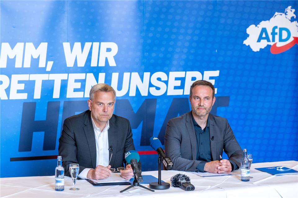 Die AfD in MV hat ein 100-Tage-Programm vorgelegt für den Fall, dass sie nach der Landtagswahl im September in Regierungsverantwortung kommen sollte.Jens Büttner/dpa