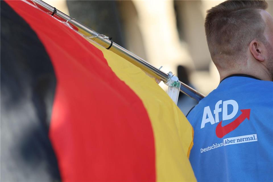 Die AfD liegt bei einer aktuellen Umfrage mit 41 Prozent deutlich auf Platz eins. (Archivbild)Matthias Bein/dpa