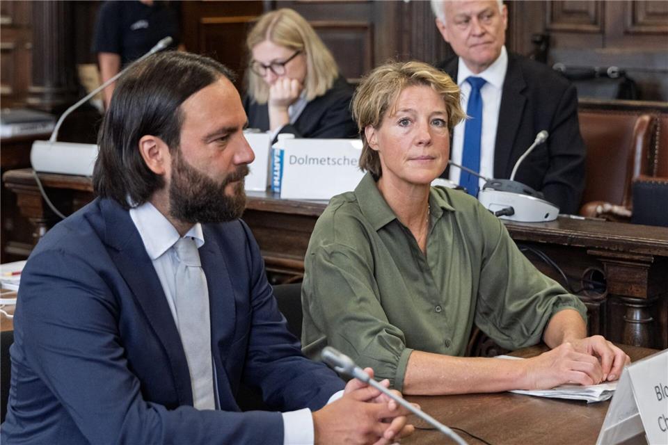 Die Angeklagte Christina Block und ihr Anwalt Ingo Bott.Markus Scholz/dpa-Pool/dpa