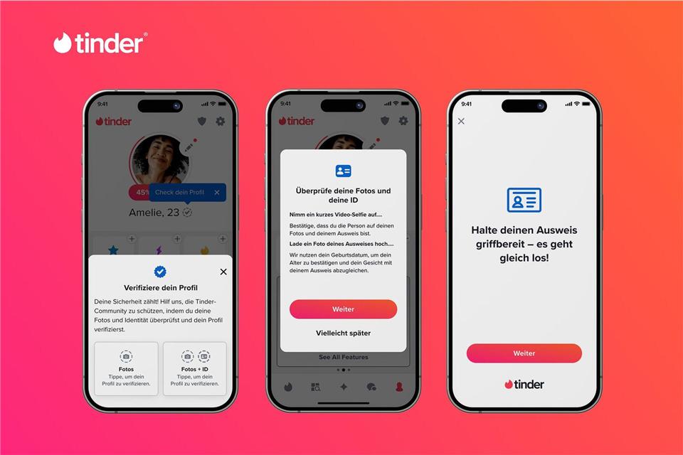 Die Ausweisverifizierung soll in Deutschland bis zum Ende des Sommers komplett ausgerollt sein.Tinder/dpa-tmn