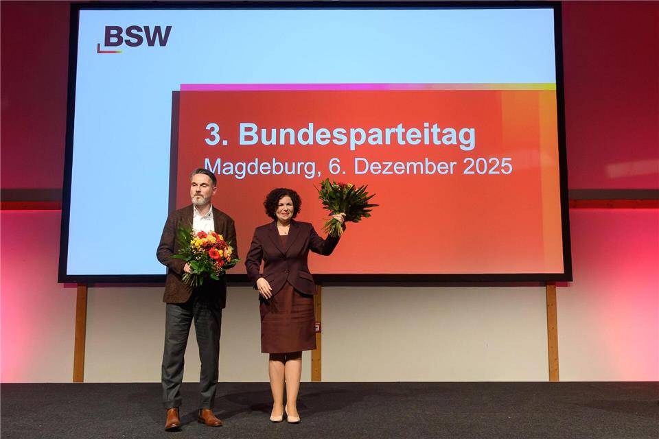 Die BSW-Doppelspitze Fabio De Masi und Amira Mohamed Ali weist die Vorwürfe von Zaklin Nastic zurück. (Archivbild)Klaus-Dietmar Gabbert/dpa