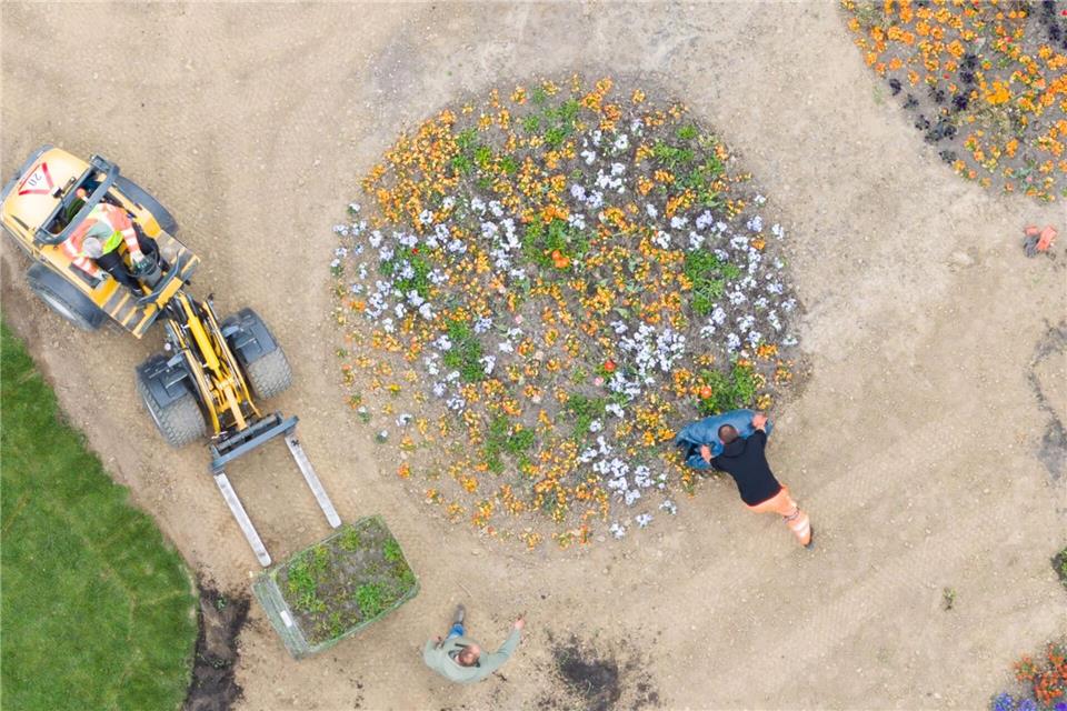 Die Bauarbeiten für die Landesgartenschau sind in den letzten Zügen.Julian Stratenschulte/dpa