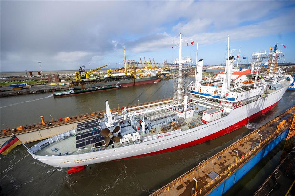 Die „Cap San Diego“ bleibt bis Ende März in Bremerhaven.Sina Schuldt/dpa