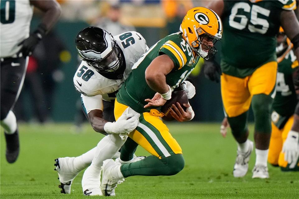 Die Eagles und Packers lieferten sich ein von der Defensive geprägtes Duell.Morry Gash/AP/dpa
