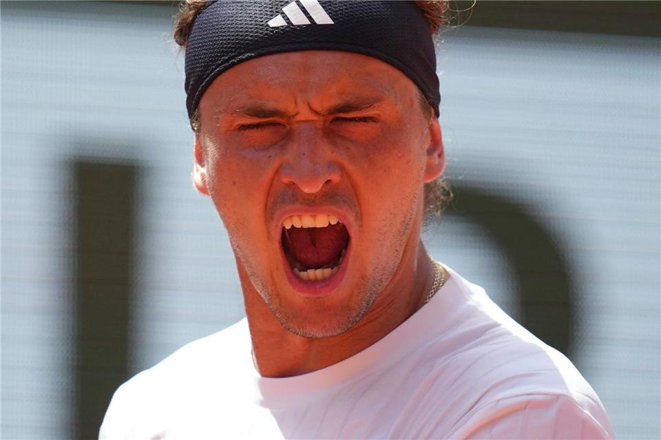 Die Emotionen müssen raus bei Alexander Zverev. Christophe Ena/AP/dpa