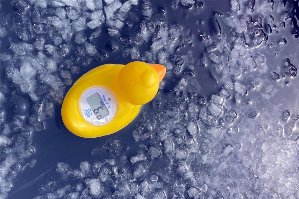 Die Ente zeigt es an: Das Wasser hat 6 Grad.Sabine Glaubitz/dpa-tmn