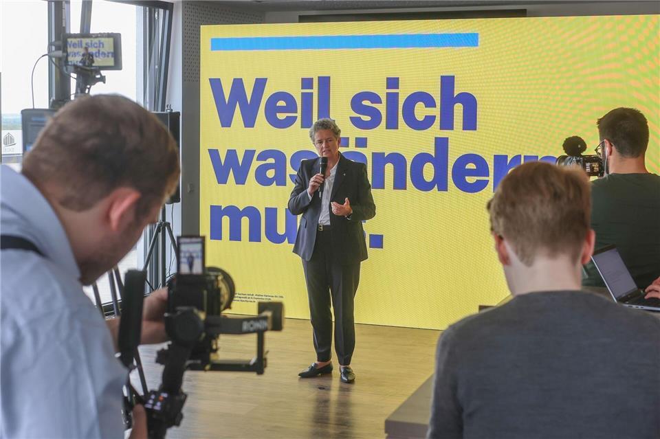 Die FDP zieht mit dem Slogan „Weil sich was ändern muss“ in den Landtagswahlkampf in Sachsen-Anhalt.Peter Gercke/dpa