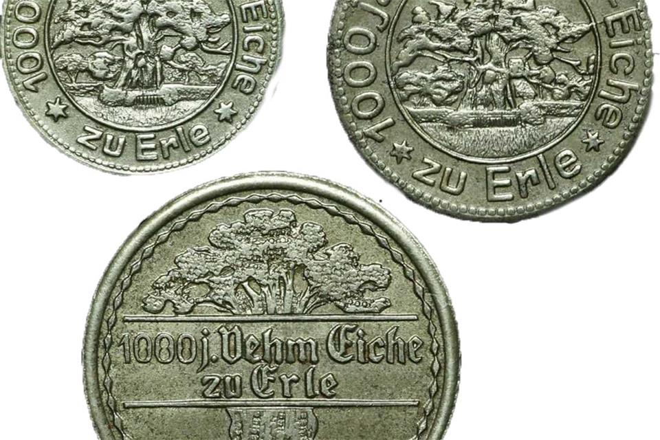 Die Femeiche ist auf der Rückseite der Münzen zu sehen.