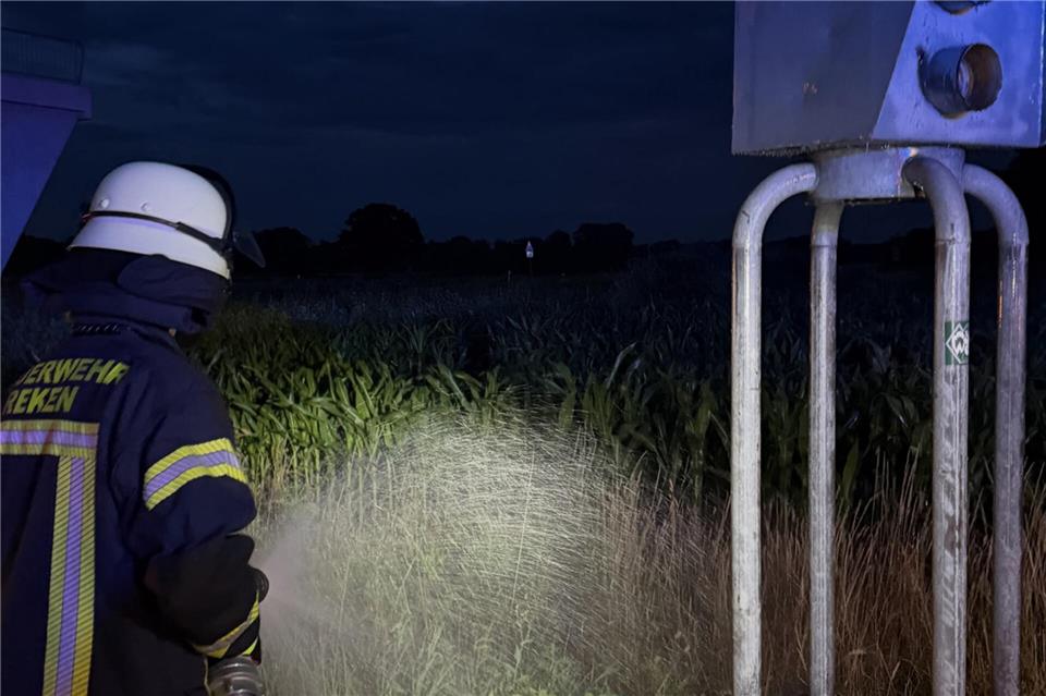 Die Feuerwehr wässerte die Umgebung der Blitze.