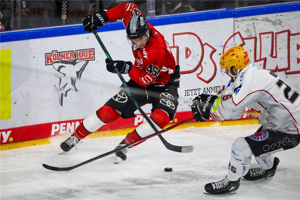 Die Fischtown Pinguins und die Kölner Haie lieferten sich einen harten Kampf.Christoph Reichwein/dpa