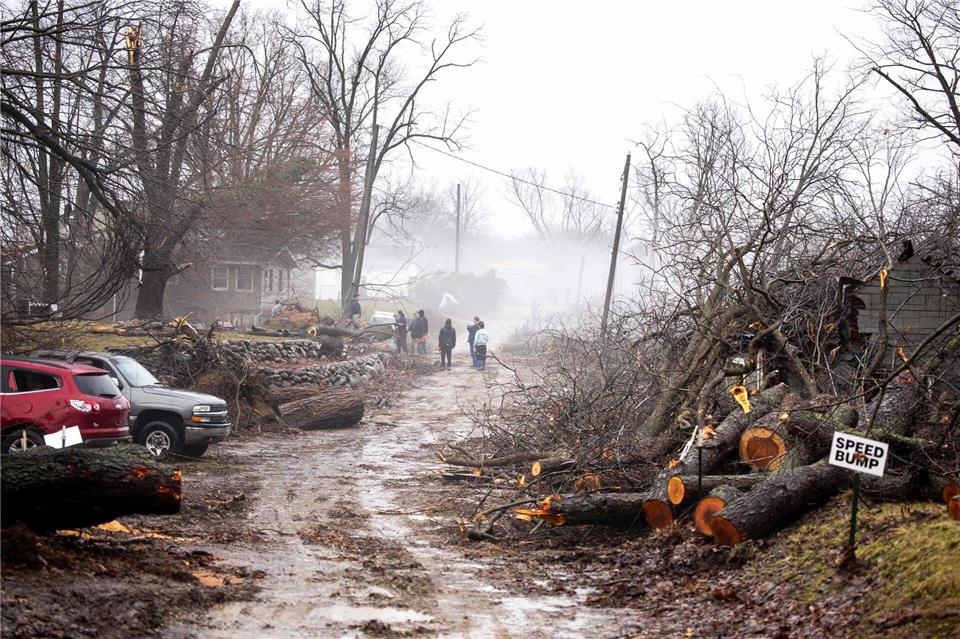 Die Folgen eines Tornados in Union City, Michigan, sind zu sehen.Devin Anderson-Torrez/MLive/dpa
