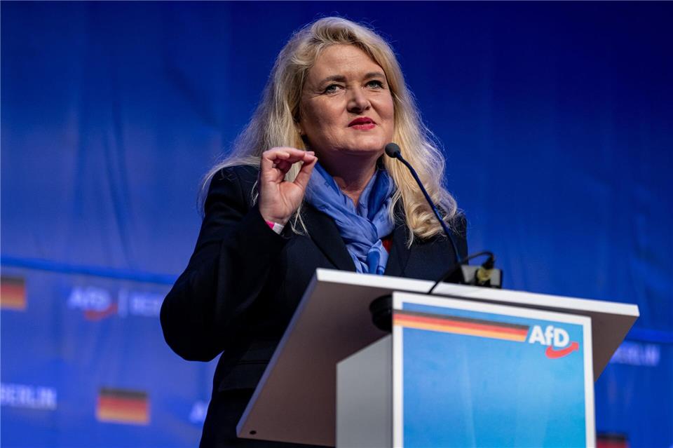 Die Fraktions- und Parteivorsitzende Kristin Brinker gilt als starke Frau der Berliner AfD. (Archivbild)Fabian Sommer/dpa