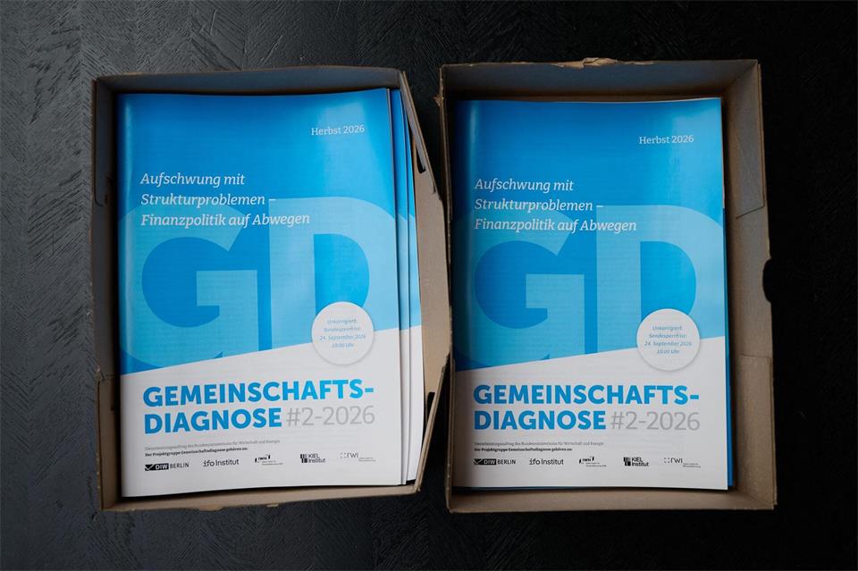 Die Gemeinschaftsdiagnose wird im Frühjahr und im Herbst von Wirtschaftsforschungsinstituten veröffentlicht.Sebastian Christoph Gollnow/dpa