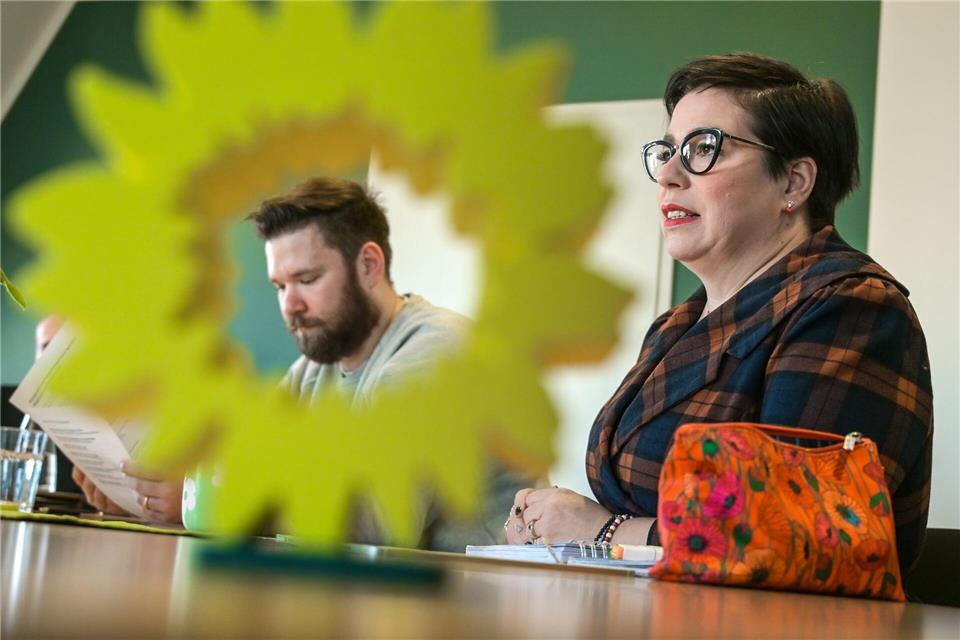 Die Grünen haben den Entwurf ihres Landtagswahlprogramms für die Wahl im September präsentiert. Heiko Rebsch/dpa