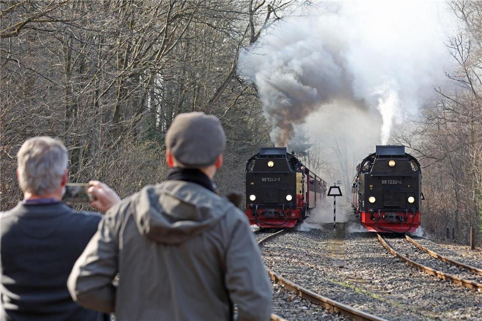 Die Harzer Schmalspurbahnen blicken trotz weniger Fahrgästen auf ein solides Jahr 2025 zurück. (Archivbild)Matthias Bein/dpa