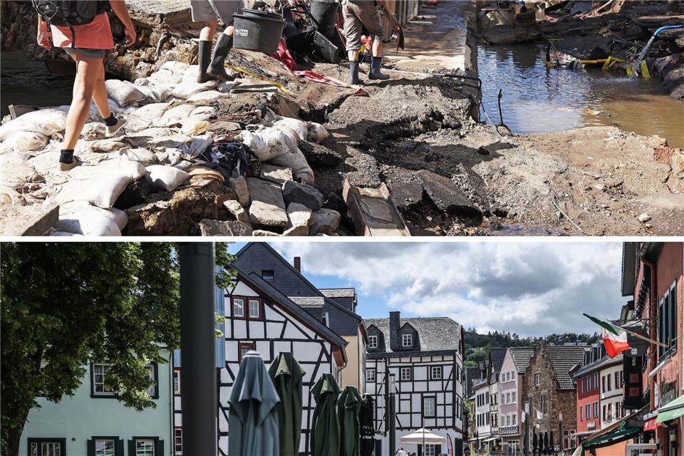 Die Haupteinkaufsstraßen in der malerischen Altstadt sind wieder hergestellt, in den Seitenstraßen dagegen wird noch gebaut. Oliver Berg/dpa