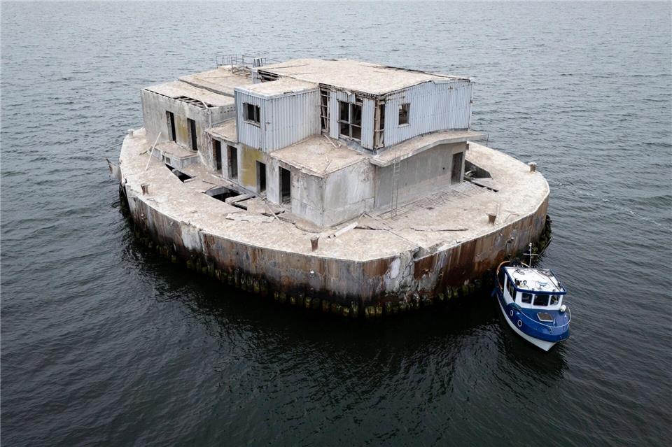 Die Insel „Ostervilm“ im Greifswalder Bodden ist in Hamburg versteigert worden. Philip Dulian/dpa
