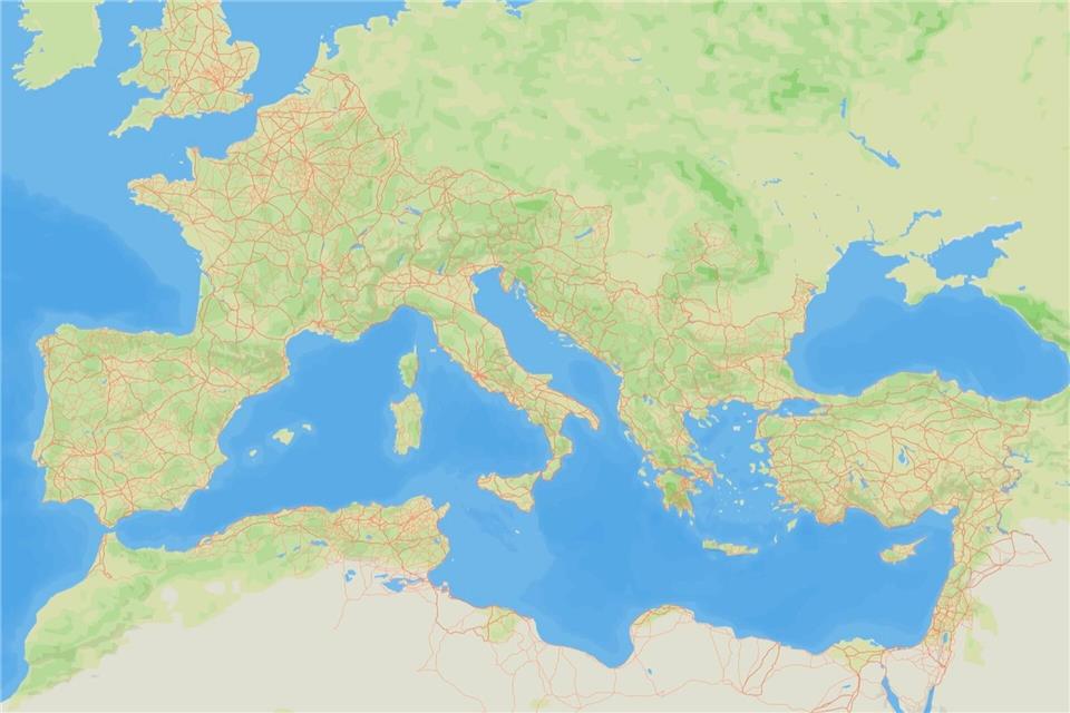 Die Karte zeigt das Ausmaß des Straßennetzes im Römischen Reich-/Itiner-e / Fachjournal Scientic Data/dpa