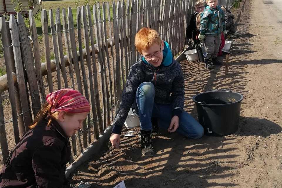 Die Kinder waren auf dem Gelände fleißig.