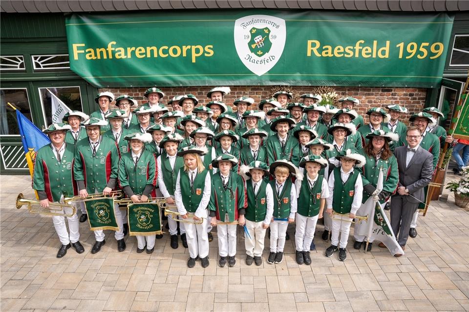 Die Mitglieder des Fanfarencorps Raesfeld haben auf dem Jubiläumsfest auch ihr musikalisches Talent gezeigt.