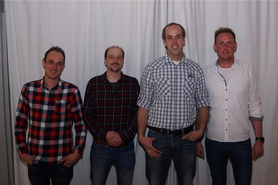 Die „Neuen“ im Vorstand und bei den Offizieren der Raesfelder Bürgerschützen (v.l.): Tim Flück (Offizier), Christian Epping (Vorstand), Josef Brömmel (Vorstand) und Markus Wilger (Offizier).