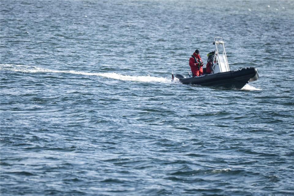 Die Polizei war auf der Ostsee unterwegs, um den Buckelwal zu betreuen. Philip Dulian/dpa