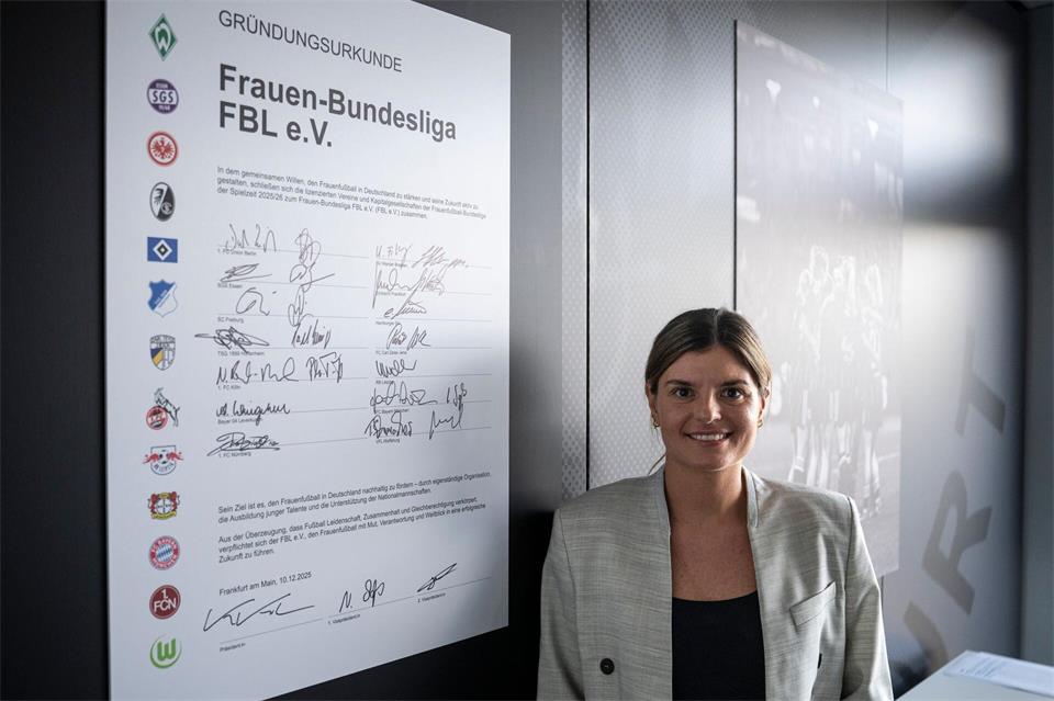 Die Präsidentin des neuen Ligaverbandes der Frauen-Bundesliga: Katharina Kiel. Hannes P. Albert/dpa