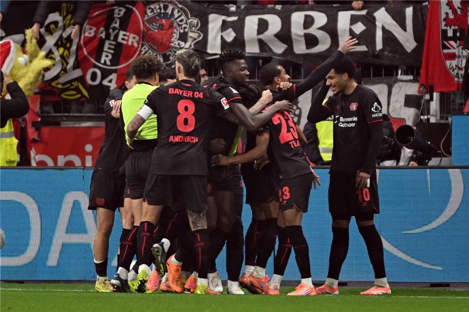 Die Profis von Bayer Leverkusen durften im Derby gegen Köln jubeln.Federico Gambarini/dpa