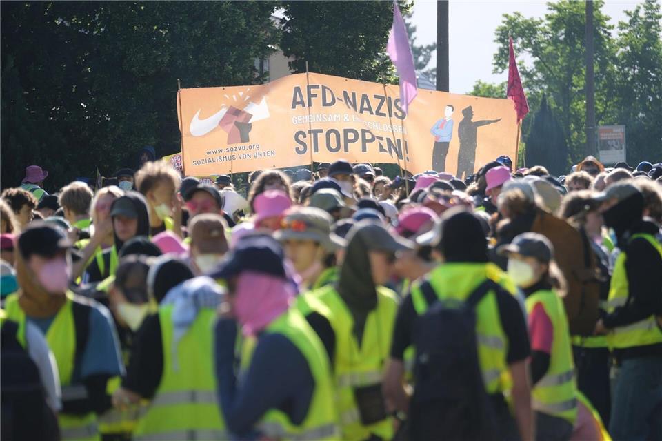 Die Proteste gegen den AfD-Parteitag verliefen weitgehend friedlich. (Symbolbild)Sebastian Willnow/dpa