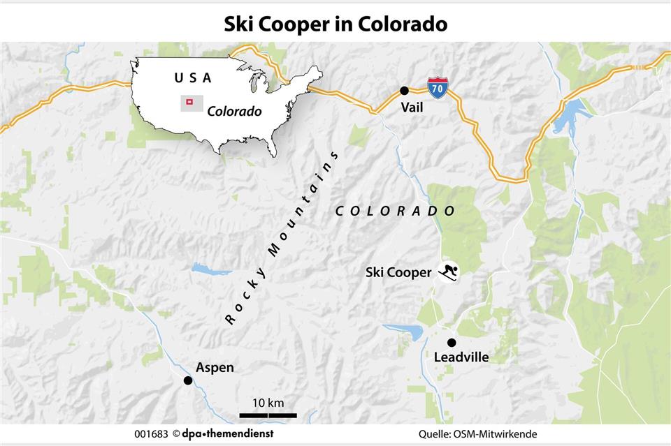 Die Skigebiete Vail und Aspen sind weltberühmt, Ski Cooper ist eher nur unter den Locals bekannt.dpa-infografik/dpa-tmn
