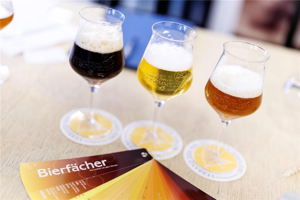 Die Sommeliers müssen die Biere blind auseinanderhalten können. Matthias Balk/dpa