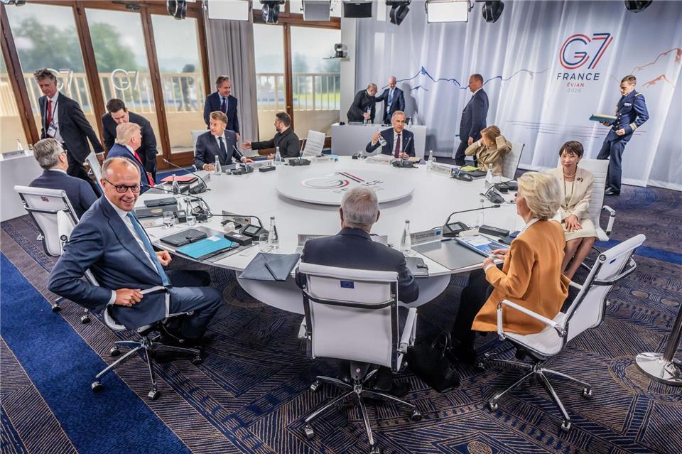 Die Staats- und Regierungschefs der G7 haben sich auf eine gemeinsame Erklärung zu geopolitischen Fragen geeinigt.Michael Kappeler/dpa-Pool/dpa