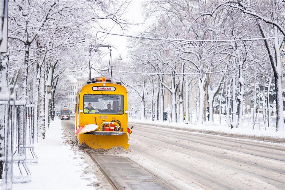 Die Straßen in Wien präsentieren sich weiß.Georg Hochmuth/APA/dpa