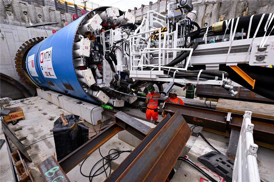Die Tunnelbohrmaschine wiegt nach Angaben der Bahn rund 700 Tonnen. (Archivbild)Sven Hoppe/dpa