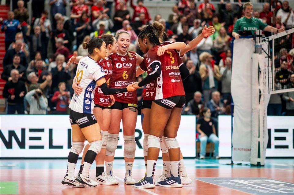 Die Volleyballerinnen des SC Potsdam müssen die Bundesliga-Lizenz zurückgeben. (Archivbild)Julius Frick/dpa