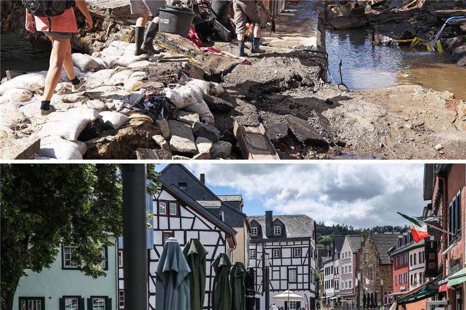 Die Vorher-Nachher-Bilder von der Flut sind beeindruckend. (Archivbild) Oliver Berg/dpa