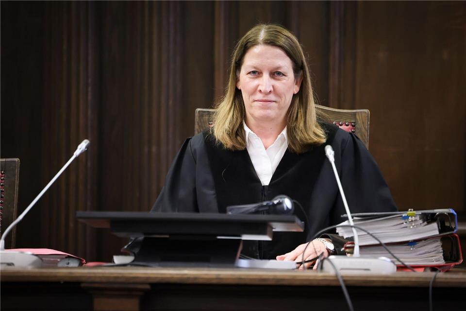 Die Vorsitzende Richterin Isabel Hildebrandt leitet den Prozess um die Entführung der Block-Kinder.Christian Charisius/dpa-Pool/dpa