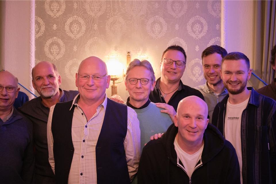 Die Vorsitzenden der Gemener Tischtennis-Sparte in den vergangenen 50 Jahren: Günther Schröder, Ralf Seidel, Jürgen Gahlmann, Markus Terschluse, Dietmar Rinas, Frank Heumer, Pascal Schlattmann, Alexander Kemper und Andreas Robers (von links).