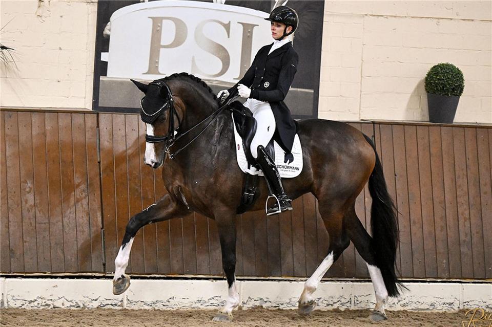Die Warendorferin Kira-Laura Soddemann geht am Sonntagnachmittag mit Tida MT ins Dressurviereck der Dreisterne-S-Prüfung am Haus Pröbsting in Hoxfeld.