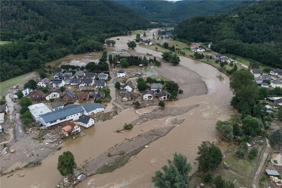 Die Zerstörungen an der Ahr im Juli 2021. Fünf Jahre nach der Katastrophe in Rheinland-Pfalz und Nordrhein-Westfalen sind immer noch nicht alle Schäden behoben. (Archiv)Boris Roessler/dpa
