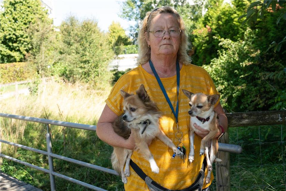 Die beiden Hunde von Petra Hanke witterten den Geruch der Kofferleiche schon früh.Markus Lenhardt/dpa