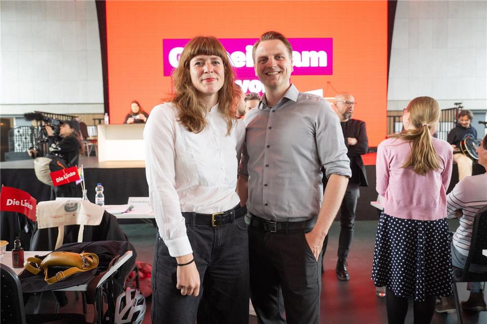 Linke diskutiert beim Parteitag über Nahostkonflikt Die beiden Landesvorsitzenden der Linke in Berlin, Kerstin Wolter und Max Schirmer, haben zusammen mit etlichen anderen einen Antrag zum Thema Nahost eingebracht. (Archivfoto)Christophe Gateau/dpa