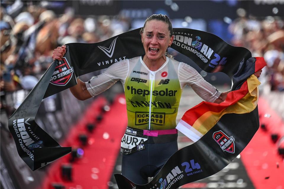Die bisherige Krönung ihrer Karriere: Der WM-Triumph von Nizza.Bartlomiej Zborowski/Activ’Images/IRONMAN/dpa