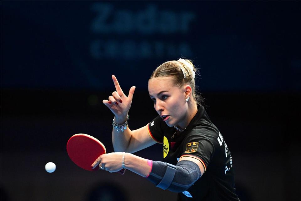 Die deutsche Tischtennis-Nationalspielerin Annett Kaufmann. Manfred Schillings/dpa