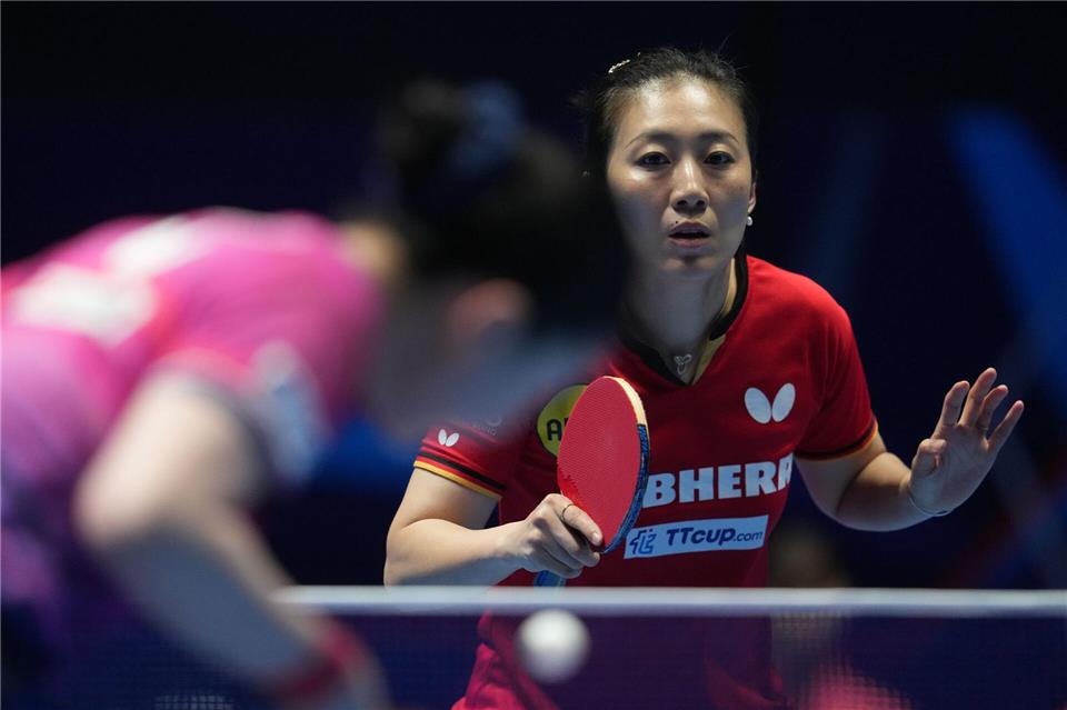 Die deutsche Tischtennis-Nationalspielerin Ying Han im WM-Halbfinale gegen Japan.Jon Super/AP/dpa