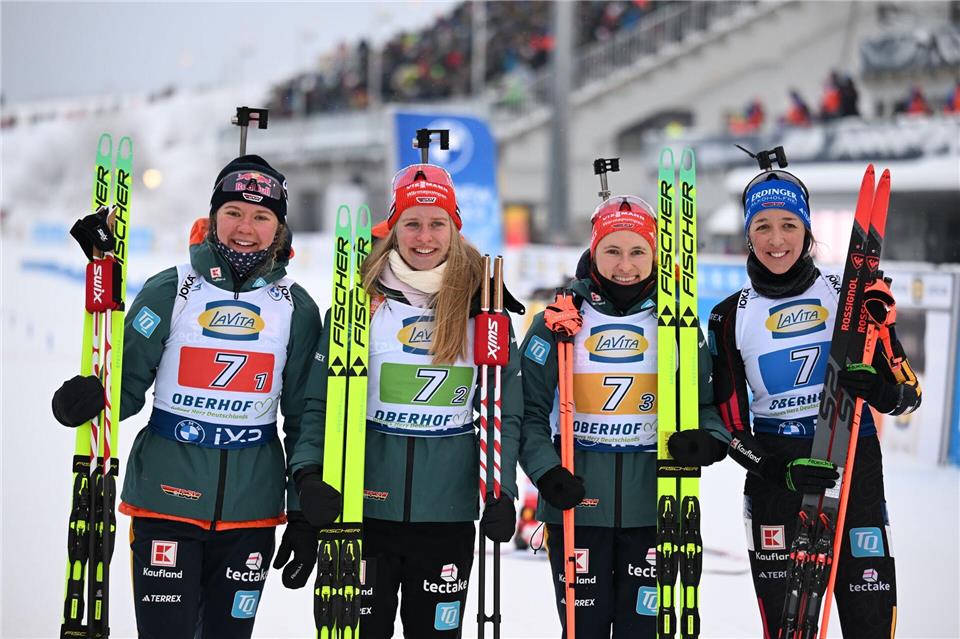 Die deutschen Biathletinnen holen das zweite Staffel-Podest des Winters. Hendrik Schmidt/dpa