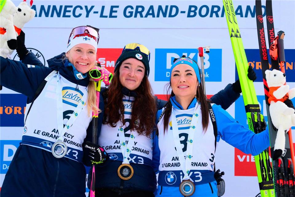 Die drei Besten der Verfolgung.Olivier Chassignole/AFP/dpa